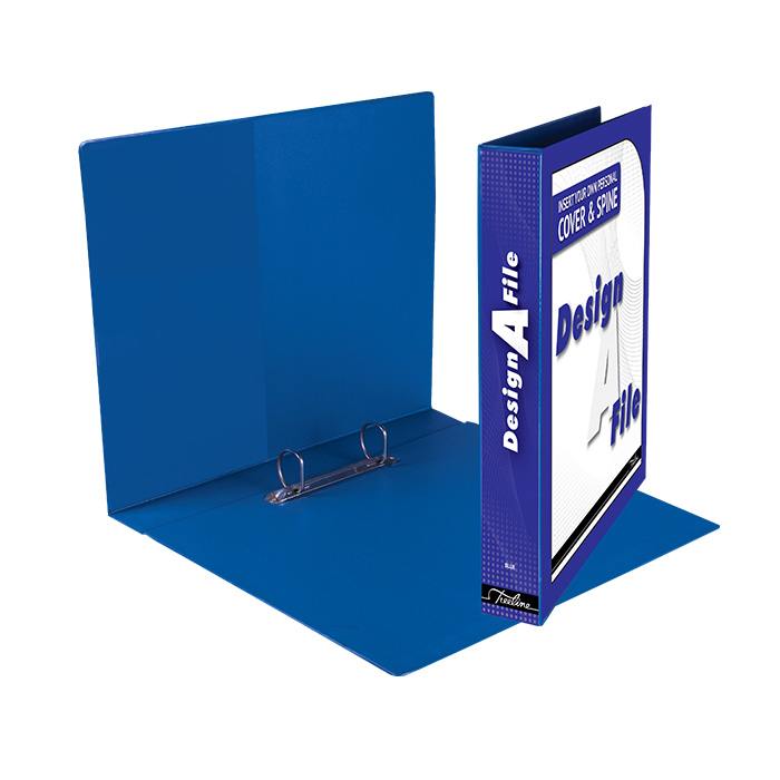 Treeline Files Design-A-File - PVC With Overlay and Inside Pocket - A4 2 D Ring 25mm - Blue