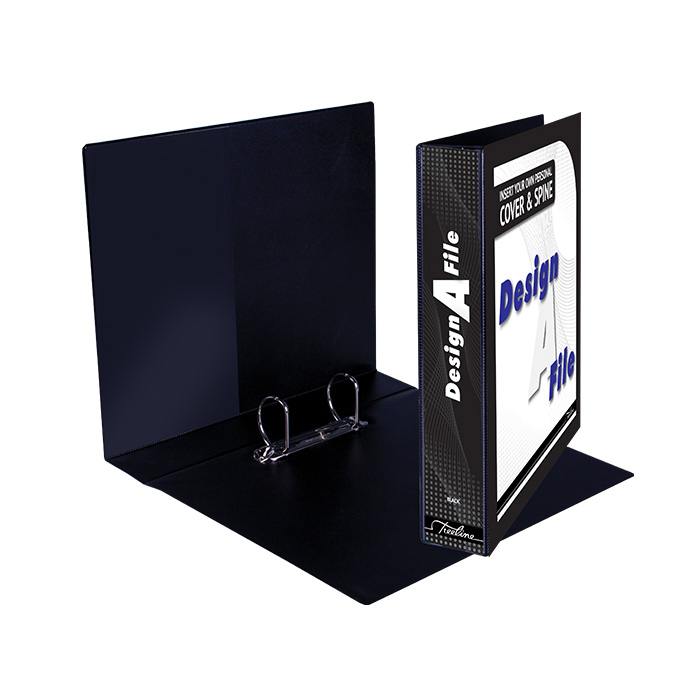 Treeline Files Design-A-File - PVC With Overlay and Inside Pocket - A4 2 D Ring 40mm - Black