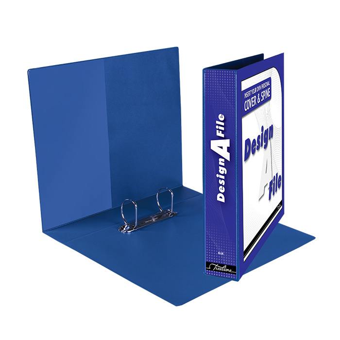 Treeline Files Design-A-File - PVC With Overlay and Inside Pocket - A4 2 D Ring 40mm - Blue
