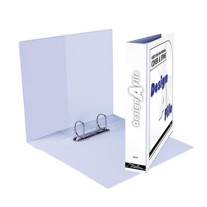 Treeline Files Design-A-File - PVC With Overlay and Inside Pocket - A4 2 D Ring 40mm - White