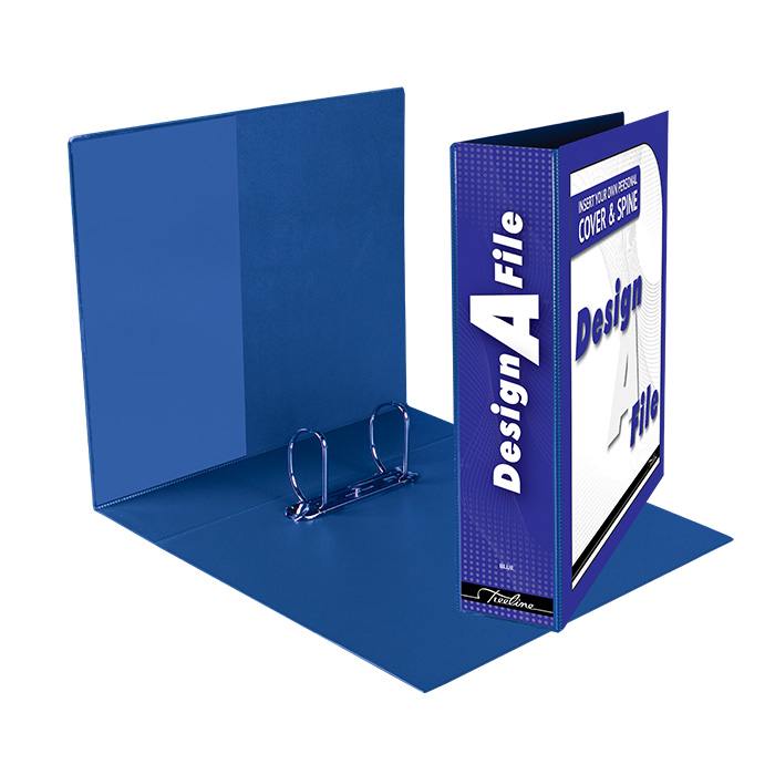 Treeline Files Design-A-File - PVC With Overlay and Inside Pocket - A4 2 D Ring 50mm - Blue