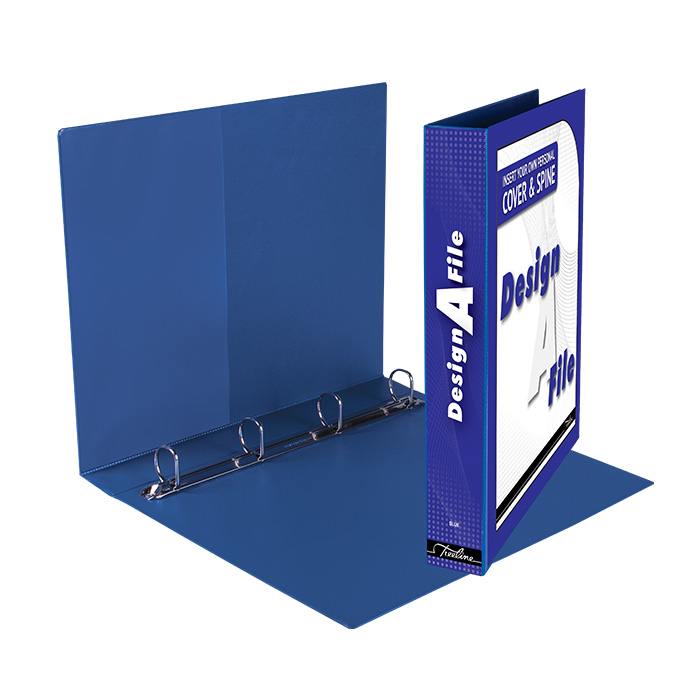 Treeline Files Design-A-File - PVC With Overlay and Inside Pocket - A4 4 D Ring 25mm - Blue