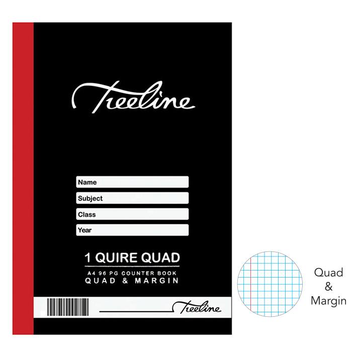 Treeline Counter Books - Hardcover Sown - 1 Quire - A4 96 pg - Quad & Margin