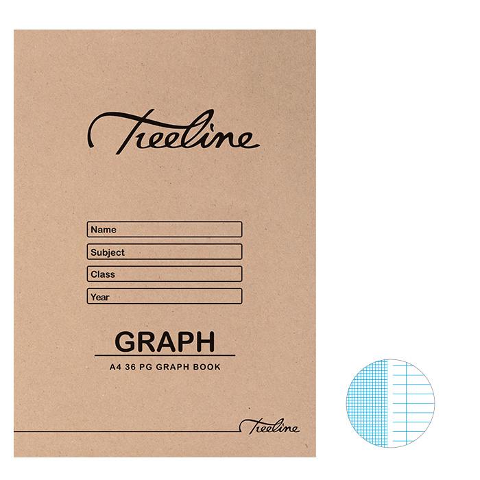 Treeline Graph Book - A4 Ruled 36 pg - White Bond - One side Graph, one Side Blank
