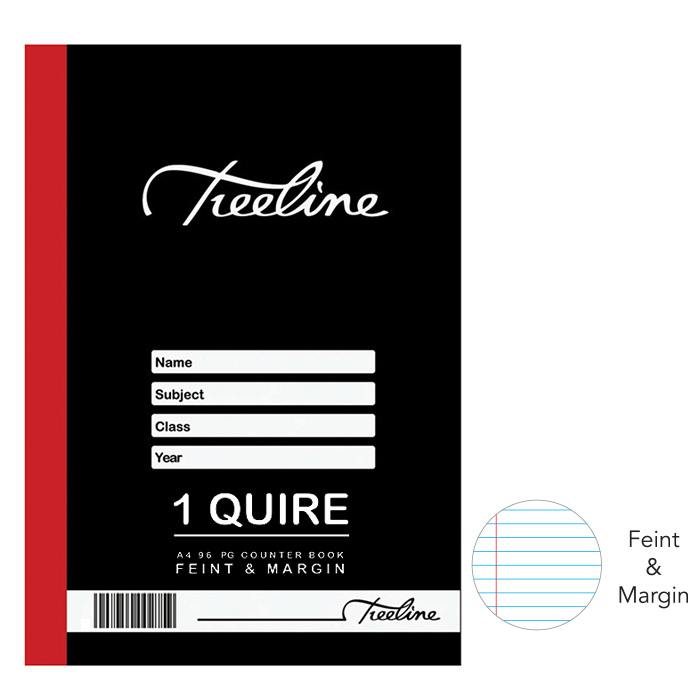 Treeline Counter Books - Hardcover Sown - 1 Quire - A4 96 pg - Feint & Margin