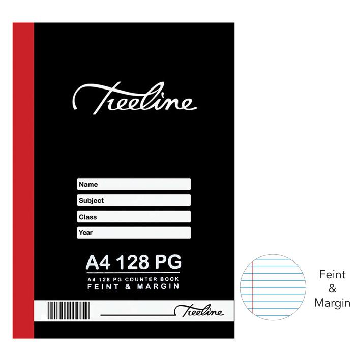 Treeline Counter Books - Hardcover Sown - A4 128 pg - Feint & Margin