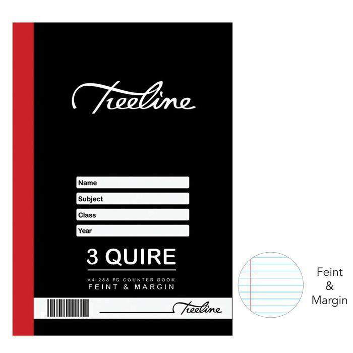 Treeline Counter Books - Hardcover Sown - 3 Quire - A4 288 pg - Feint & Margin