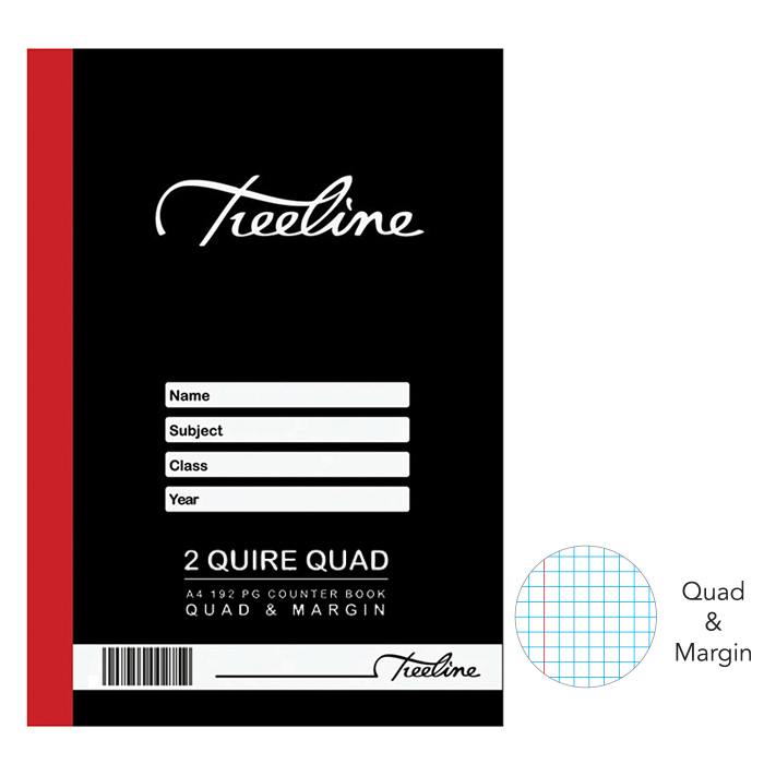 Treeline Counter Books - Hardcover Sown - 2 Quire - A4 192 pg - Quad & Margin