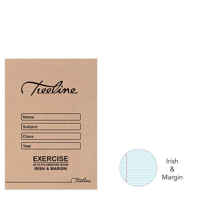 Treeline A5 Exercise - A5 72 pg Irish & Margin - White Bond