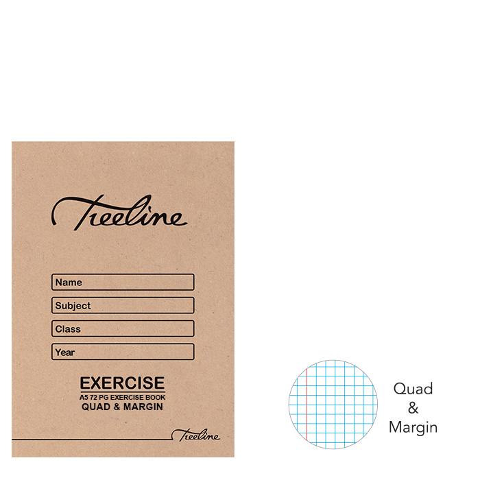 Treeline A5 Exercise - A5 72 pg Quad & Margin - White Bond