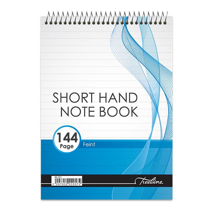 Treeline Short Hand Note Book - A5 Top Bound 144 pg Feint - White Bond