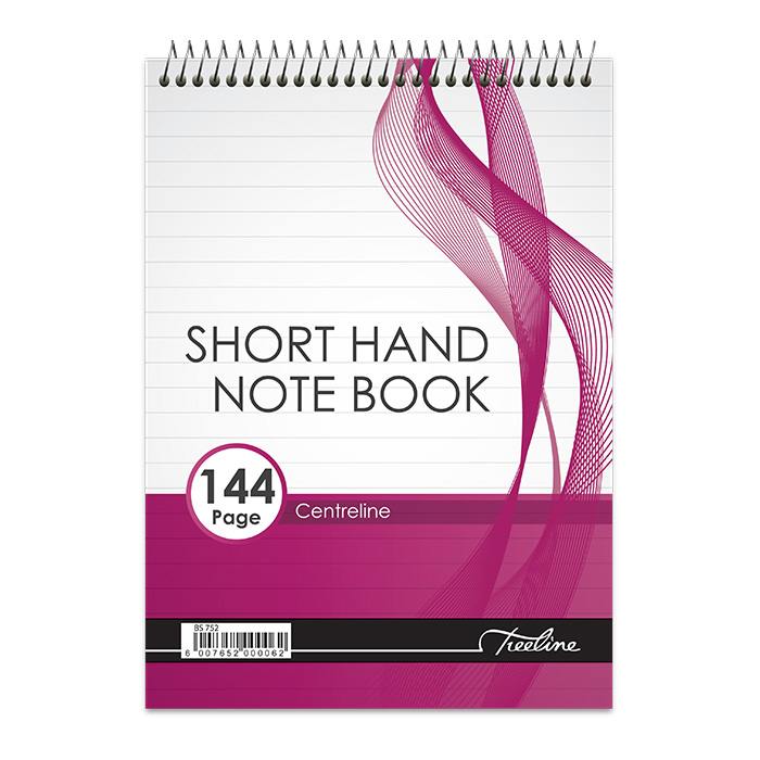 Treeline Short Hand Note Book - A5 Top Bound 144 pg Feint Centreline - White Bond