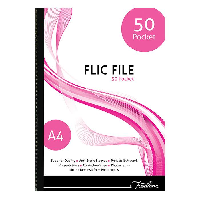 Treeline Flic File Show File with Welded Spine - 50 Pocket - Pink