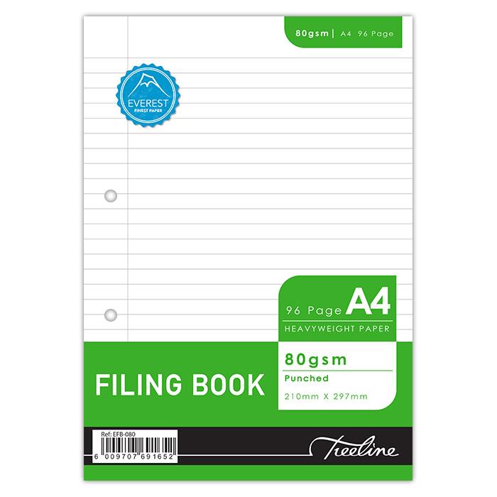 Treeline Filing Book - A4 96pg Filing Book - Punched - 80gsm - White Bond