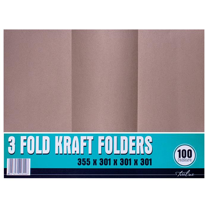 Treeline Folder Board - Kraft Folders 190gsm 2 Fold - 3 Scored and Slotted - Kraft