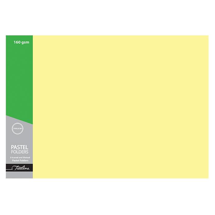 Treeline Tokai Folders 160gsm - 3 Scored and Slotted - Yellow