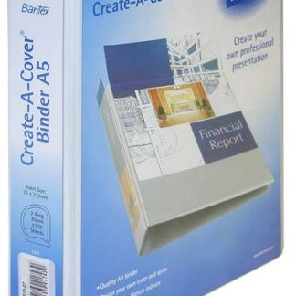 Bantex Create-A-Cover Presentation Binder - A5 2 D Ring 30mm - White