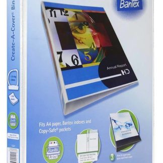 Bantex Create-A-Cover Presentation Binder - A4 4 D Ring 20mm - White