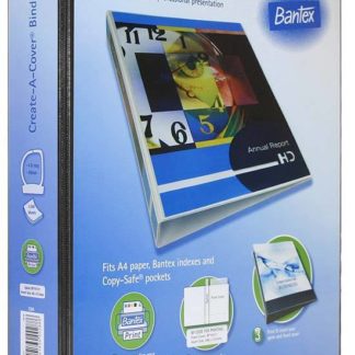 Bantex PVC RingBinders - Create-A-Cover Presentation Binder - A4 4 D Ring 40mm - Black