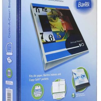 Bantex PVC RingBinders - Create-A-Cover Presentation Binder - A4 4 D Ring 40mm - Blue