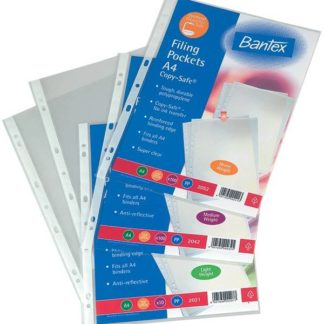 Bantex Multi-Punched Filing Pockets - A4 PP 80 Micron (pkt 10) - Clear