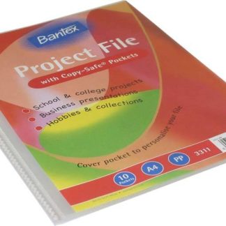 Bantex Projects Files - Flexible Cover - A4 PP 10 Pocket Project Files - Clear