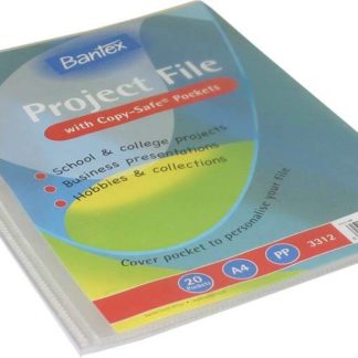 Bantex Projects Files - Flexible Cover - A4 PP 20 Pocket Project Files - Clear