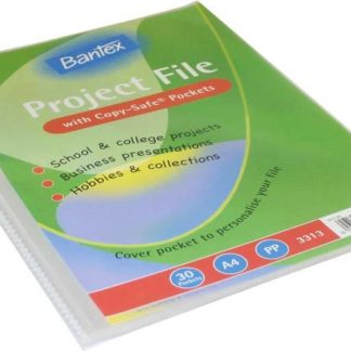 Bantex Projects Files - Flexible Cover - A4 PP 30 Pocket Project Files - Clear
