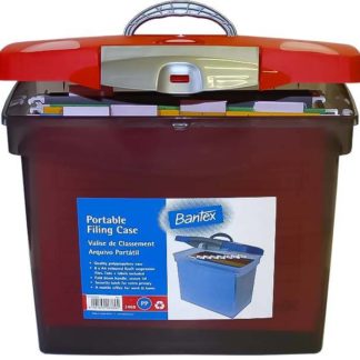 Bantex Portable Suspension File Case - Incl 8 A4 Kraft Suspension Files - Red