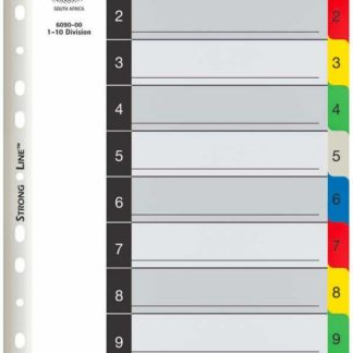 Bantex Polypropylene Dividers - A4 1-10 PP Dividers - Assorted