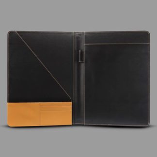 Bantex Maestro Correspondence Folder - Maestro Executive Folder Black With Tan Stitching