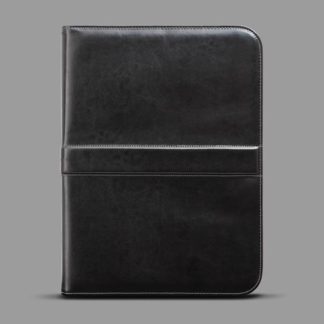 Bantex Maestro Executive Zip Folder - Maestro Exec Zip Folder Black with Tan Stitching