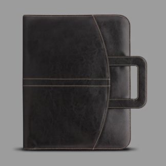 Bantex Maestro Executive Zip Folder With Drop-Down Handle - Black With Grey Stitching
