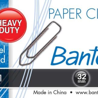 Bantex 32mm Boat-Shaped Silver Paper Clips - Silver