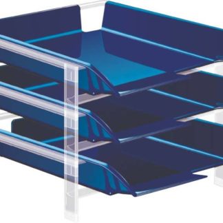 Bantex Vision Letter Tray - (Set 3 trays with 3 tier plastic frame) - Blue