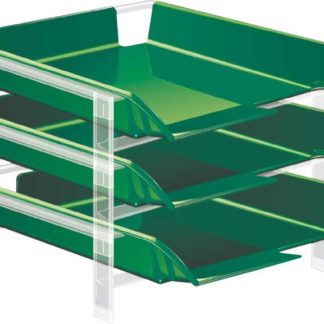 Bantex Vision Letter Tray - (Set 3 trays with 3 tier plastic frame) - Green