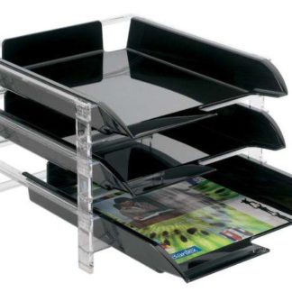 Bantex Vision Letter Tray - (Set 3 trays with 3 tier plastic frame) - Clear