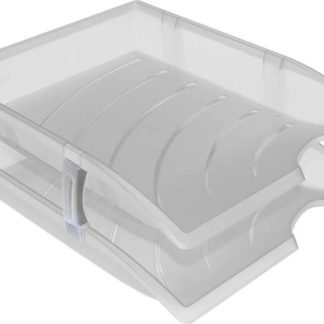 Bantex Optima Letter Tray - Retail Pack (2 Trays & Risers) - Clear