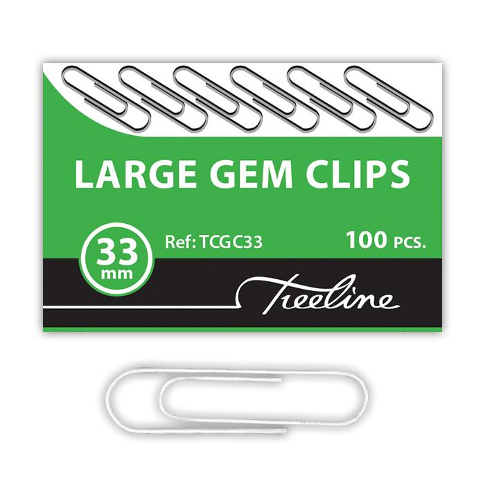 Treeline Gemclips - 33mm Silver 100?s