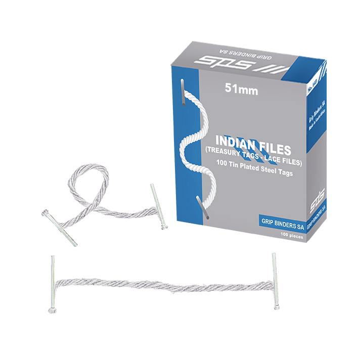 SDS Treasury Tags - Indian Laces - 51mm Filing Laces 100?s - Silver