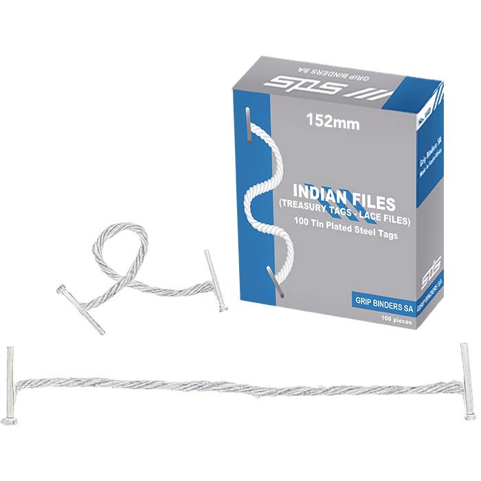 SDS Treasury Tags - Indian Laces - 152mm Filing Laces 100?s - Silver