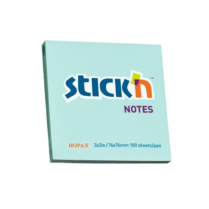 Stick'n 76x76mm Pastel Adhesive Notes Blue