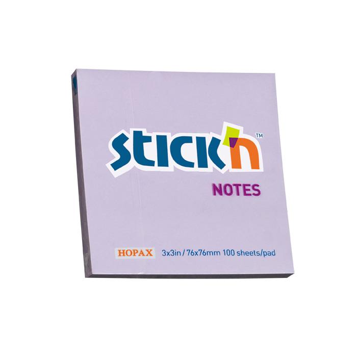 Stick'n 76x76mm Pastel Adhesive Notes Purple