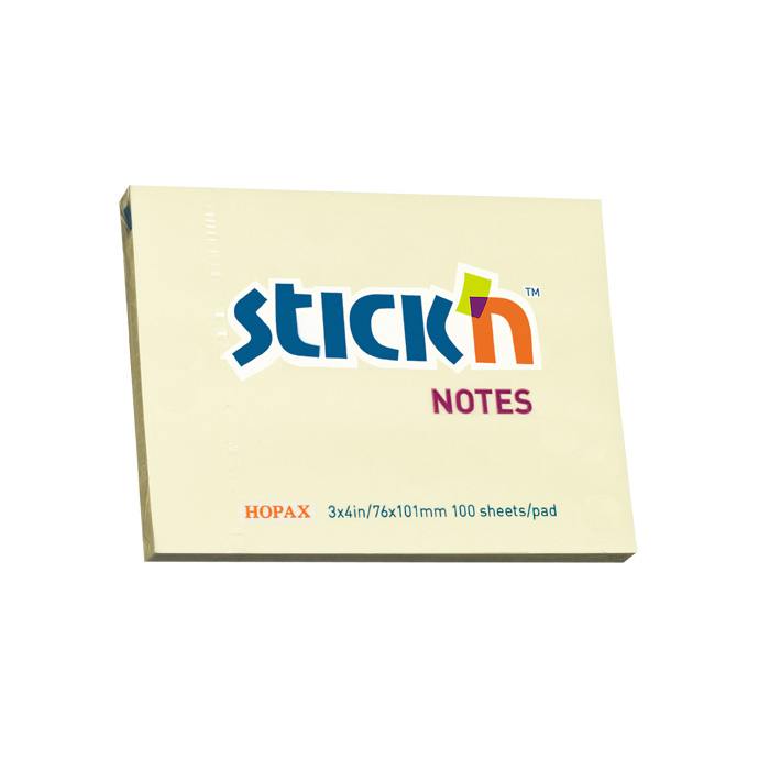 Stick'n 76x102mm Pastel Adhesive Notes Yellow