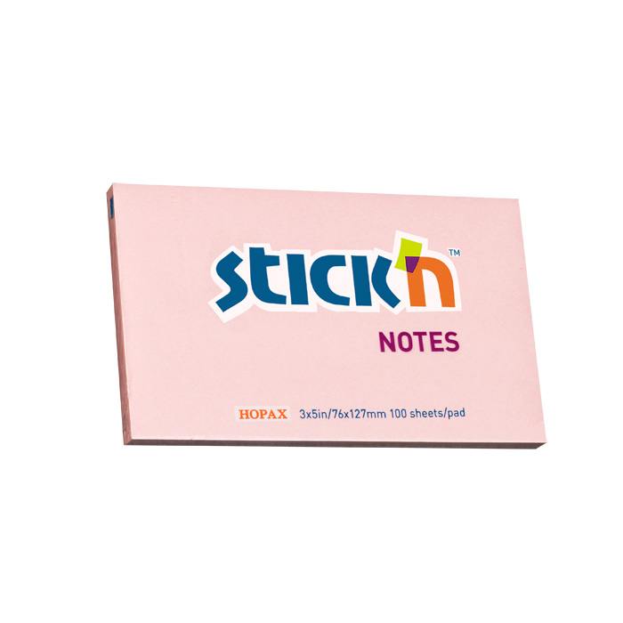 Stick'n 76x127mm Pastel Adhesive Notes Pink
