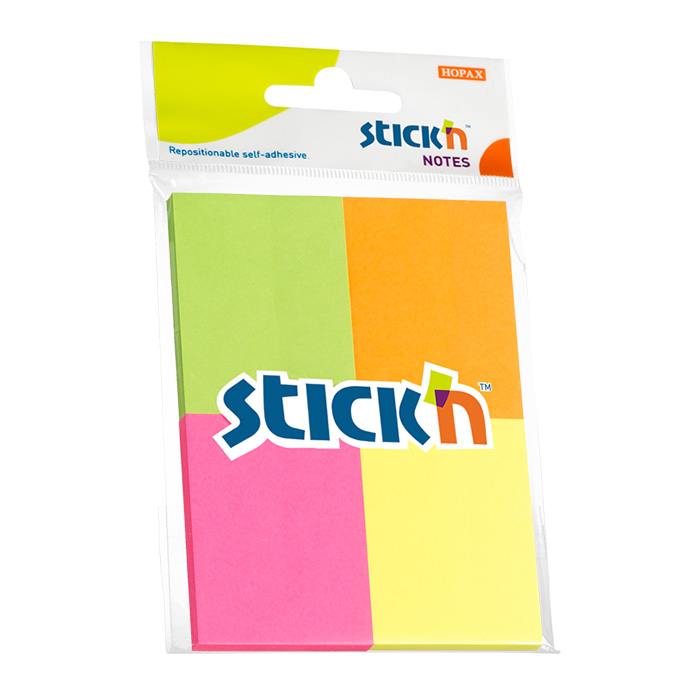 Stick'n 38 x 50mm Neon, 50 Sheet Per Pad, 4 Pads Per Pack - Assorted