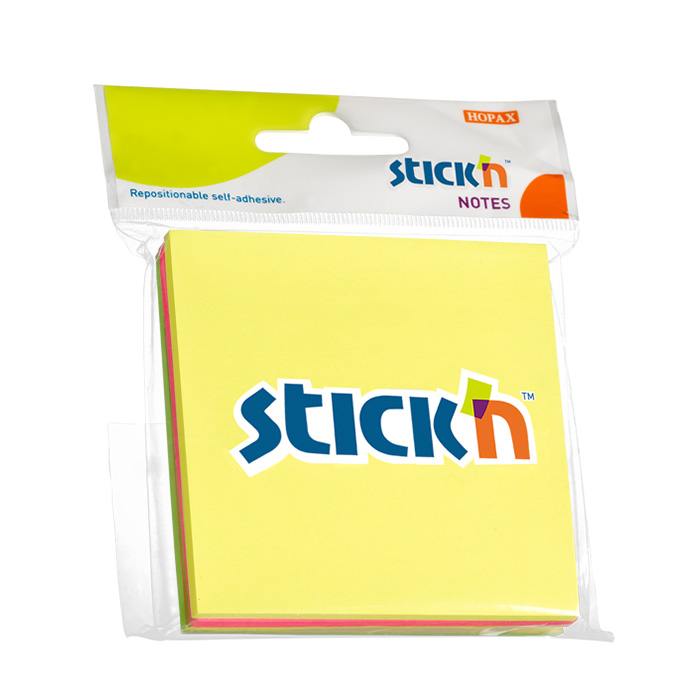 Stick'n 76 x 76 Neon, 50 Sheets Per Pad, 3 Pads Per Pack