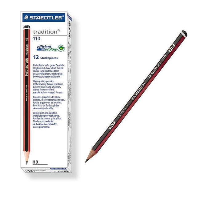 Steadtler Wood Case Pencils - Tradition 110 Pencils - HB Boxed 12 - Red/Black