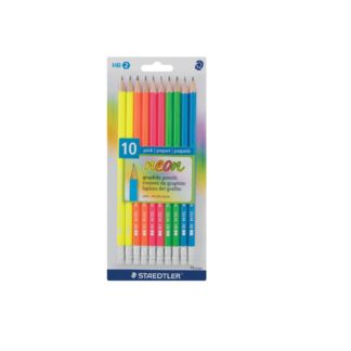 Steadtler HB Neon Carded Set - 10 Piece Neon Graphite HB Pencils - Assorted