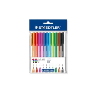 Steadtler 432 Ballpoint Pens - Ball 432 Assorted Colour Polybag 10 - Assorted